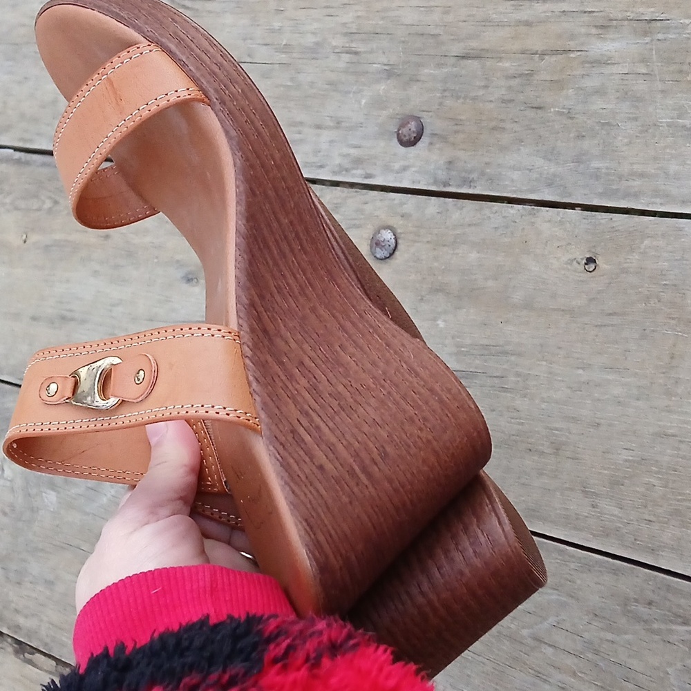 Italian Shoemakers Women's Wedge Leather Sandal Size 8.5 - Picture 7 of 10